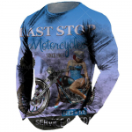 Vintage meeste pikkade varrukatega T-s&auml;rk 3D Retro Mootorratta &uuml;lisuured T-s&auml;rgid Pusa jaoks Biker Racing Top T-s&auml;rk meeste r&otilde;ivad 2XL