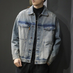 Heavy Stone Grinding Pestud Denim Tooling Jope Meeste Lahtine Suur Suur Retro Locomotive Tide Br&auml;ndi Teksajakk M sinine