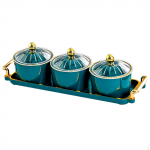 Cookie Jar and Dried Fruit Serving Plate Set for Snacks Treats at Holiday Gatherings 3 Grid