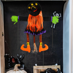 Crashing Witch into Tree Halloween Decoration 31.5x33.4inch Funny Hanging Ornament for Front Porch