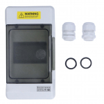 Jaotuskarp veekindel 4-suunaline plastikust &uuml;henduskorpus, l&auml;bipaistev kate DIN-r&ouml;&ouml;pa kinnitus