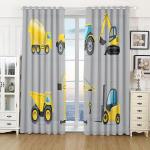 2 tk armastatud multikate auto, veoauto, ekskavaator lastele, poistele kardinad, akna kaunistus magamistuppa, kontorisse, k&ouml;&ouml;ki, elutuppa, kabinetti, kodu kaunistamiseks (W50cmxH130cm)x2&Rod Pocket black