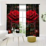 2 tk kaasaegsed moekad romantilise teemaga roositr&uuml;kiga kardinad, valgust filtreerivad kardinad elutuppa, magamistuppa, kodu kujunduseks W60xH100(CM)x2pcs&Rod Pocket red