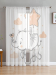 V&auml;ike elevant t&auml;he ja kuuga l&auml;bipaistvad kardinad elutoa akna jaoks L&auml;bipaistvad Voile t&uuml;llkardinad magamistoa eesriided W50 X H130(CM)X2&Grommet Top white