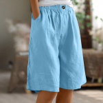 Naiste mood &uuml;hev&auml;rvilised p&uuml;ksid, tasku n&ouml;&ouml;biga &uuml;les, Capris lahtised elastsed v&ouml;&ouml;kohad puuvillased linased l&uuml;hikesed p&uuml;ksid M