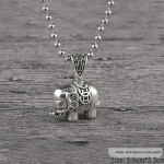 Retro H&otilde;bedane Rahu Luku Ripats Kaelakee - Neljapoolne Rikkus Naiste Pikk Kampsunikett Rahvuslikus Stiilis Double-sided elephant carrying wealth