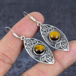 Tiger Eye Handmade 925 Sterling Silver Jewelry Earring 1.97 c6n11