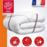 Couette 220x240 cm DODO CHAMPS DE LIN - Chaude - 450G/m&sup2; - Couette 2 personnes -Douce et Chaude -Anti-acariens Antibact&eacute;riens valge
