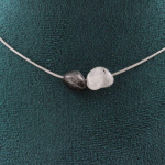 Pierres et Min&eacute;raux. Collier 2 perles Quartz &agrave; inclusions de Tourmaline du Br&eacute;sil Chaine en Collier femmes, hommes. Taille personna