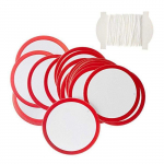 Etiquettes &agrave; suspendre rondes blanches &agrave; contour rouge