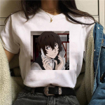 Bungo hulkuvate koerte T-s&auml;rk naiste Harajuku anime T-s&auml;rk Osamu Dazai Nakajima Atsushi l&uuml;hikeste varrukatega valged graafilised T-s&auml;rgid suvised S
