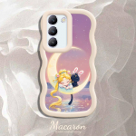 V&auml;rvitud muster Big Wave Edge pehme silikoon materjal Macaron telefoni &uuml;mbris p&otilde;rutuskindel kaitsev kummist korpus OnePlus Vivo Motorola Moto jaoks Vivo Y15S sinine