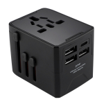 Universaalne reisipistikuadapter 3 USB-pordiga 1 C-t&uuml;&uuml;pi pordiga kiirlaadimise pistikupesa laiendiga toiteadapter EU/UK/USA/AUS reisimiseks m&otilde;eldud pistik must