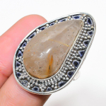 Golden Rutile Handmade 925 Sterling Silver Jewelry Ring Size 7 f2q39