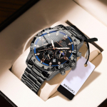 Mood Kvarts Kellad Meestele Vabaaja Sport K&auml;ekell Roostevabast Terasest Kronograafi Numbrilauaga Kell Helendavate osutitega