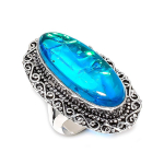 Natural Blue Triplet Opal Gemstone 925 Sterling Silver Jewelry Ring Size 7 k2p79