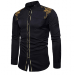 Uus meeste lihtne tikitud s&auml;rk rev&auml;&auml;riga Meeste retro pikkade varrukatega liibuv s&auml;rk 2XL must