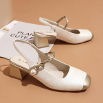 Naiste slingback platvormkontsaga sandaalid, kinnine kandiline nina, madal konts, pulmapeo kleidikingad, suvised pandlaga rihmaga Mary Janes kingad naistele 34 aprikoosi