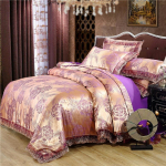 Euroopa Satiin Jacquard voodipesukomplekt - pitsiga &auml;&auml;ristatud, 4-osaline komplekt 2.0m Bed 4-Piece Set Quilt Cover 220*240