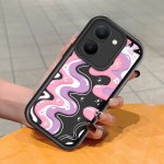 Pehme silikoonist ruudukujulise redeli mustriga telefoni&uuml;mbris, t&auml;ielikult kattev, kaamera p&otilde;rutuskindel kaitse, kummist &uuml;mbris Vivole Vivo X80 Pro must