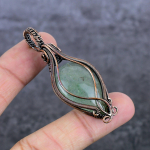 Aquamarine Handmade Copper Wire Wrap Jewelry Pendant 2.44 v8n62