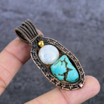 Tibetan Turquoise Handmade Copper Wire Wrap Jewelry Pendant 2.60 p6k61