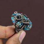 Copper Turquoise Handmade Copper Wire Wrap Jewelry Ring Size 8.5 h9c88