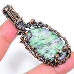 Ruby in Zoisite Handmade Copper Wire Wrap Jewelry Pendant 2.80 I0y02