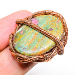 Ruby in Fuchsite Ethnic Handmade Copper Wire Wrap Jewelry Ring Size 6 r0t32