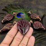 Natural Red Labradorite Gemstone Handmade Copper Wire Wrap Pendant 2.76 p6a48