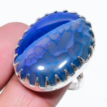 Blue Druzy Handmade 925 Sterling Silver Gift Jewelry Ring Size 10 t5y83