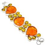 Baltic Amber, Citrine Handmade 925 Sterling Silver Bracelet 7-8 f5l95