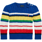 Polo Ralph Lauren Kampsun Ss24 Tikitud Logo Triibuline Koekootud &Uuml;mmarguse Kaelusega Pullover Pikkade Varrukatega Laste kampsun Mitmev&auml;rviline CWPOSWER6820405-999 L