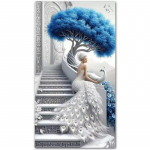 Teemantmaal Valge Paabulind Haldjapuu Maastik 5D DIY Mosaiikkunst Ehted Ristpistes K&auml;sit&ouml;&ouml;komplekt Tikand Kodu Kaunistus Full Round 50x100CM