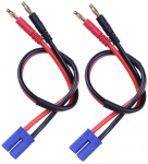 2-pakk EC5 laadimiskaabel 4.0mm banaanipistikutega | Suure vooluga pistik RC LiPo aku jaoks | Vastupidav ja painduv | Sinine, Punane, Must sinine