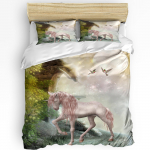 Loom Unicorn Vikerkaar S&uuml;da K&otilde;rvaklapid Tekikate 3tk Voodipesukomplekt Kodu Tekstiil Tekikate Padjap&uuml;&uuml;rid Voodipesukomplekt Ilma Linala EU single(135x200cm)