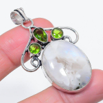 Natural Moonstone, Peridot 925 Sterling Silver Jewelry Pendant 2.17 b3f22