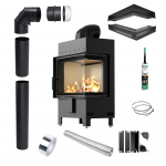 Fireplace insert KRATKI LUCY Right 12 kW fi200 Set of pipes Luft Ecodesign