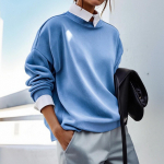 Women's casual loose fashion printed long-sleeved round neck pullover top XXL valge