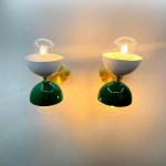 Diabolo messingaktsentidega seinalambipaar | 1950. aastate Itaalia disain | Kohandatud kahe pirniga valgusti stiilseks koduvalgustuseks