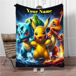 Kohandage oma nimi Personaalne tekk Pokemon Pikachu Kohev pehme flanell Diivan T&auml;iskasvanu tekk Kontori l&otilde;unapausi tekk Laste kingitus 30x40in