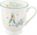 Yamaka Shoten Peter Rabbit Kohvitass, 340 ml, Umbes. 10x10cm L&auml;bim&otilde;&otilde;t, Shabby Chic Lillemuster, Valge, PR651-11