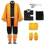 Anime Demon Slayer Agatsuma Zenitsu Cosplay Kost&uuml;&uuml;m Joonisfilm Kimetsu No Yaiba Zenitsu Kost&uuml;&uuml;m Komplektid Parukad Halloween Lastele T&auml;iskasvanutele 130&Cos orange
