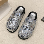 Moodsad Bling platvormmules-papud Naiste lamedad sandaalid Vabaaja mokassiinid Kingad Naine 2025 Trend Mugavus Elegantne Kleit Suvised slaidid Mujer 35 h&otilde;be