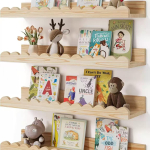 Lainekujuline seinakinnitusega puidust riiul - Elutoa ja laste toa hoiustamine ja kaunistamine Shelf beige