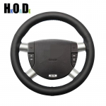 DIY Must Kunstnahast K&auml;sitsi &Otilde;mmeldud Auto Roolikate Kate Ford Mondeo Mk3 2002 2003 2004 2005 2006 jaoks Gray Thread
