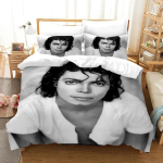 3 tk Michael Jackson voodipesukomplekt Pehme tekikott Komplekt Magamistoa kaunistus &Uuml;he Inimese Twin King Suurus 3D Tekikate Kodutekstiil 2/3 tk Duvet Cover Set&EU Single(135x200cm) black