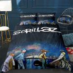 Muusikab&auml;nd Gorillaz Voodipesukomplekt Anime Tekikatted Kahekohaline Voodi &Uuml;hekohaline Voodipesu Tekikate Multikas Laste Voodikomplekt Kodu jaoks AU Single(140*210cm)3pcs