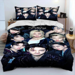 3D Stray Kids Kpopi Laulja T&auml;ht Voodipesukomplekt Tekikate Voodikomplekt Tekikate Padjap&uuml;&uuml;rKuningas Kuninganna &Uuml;heinimese Suurus Poisid T&uuml;drukud T&auml;iskasvanud EU Single(135*200cm)3pcs