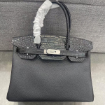 2025 uus nahast naiste kott esimese kihi veisenahast TOGO nahk matt krokodillimustriga 30cm plaatinakott 30cm must